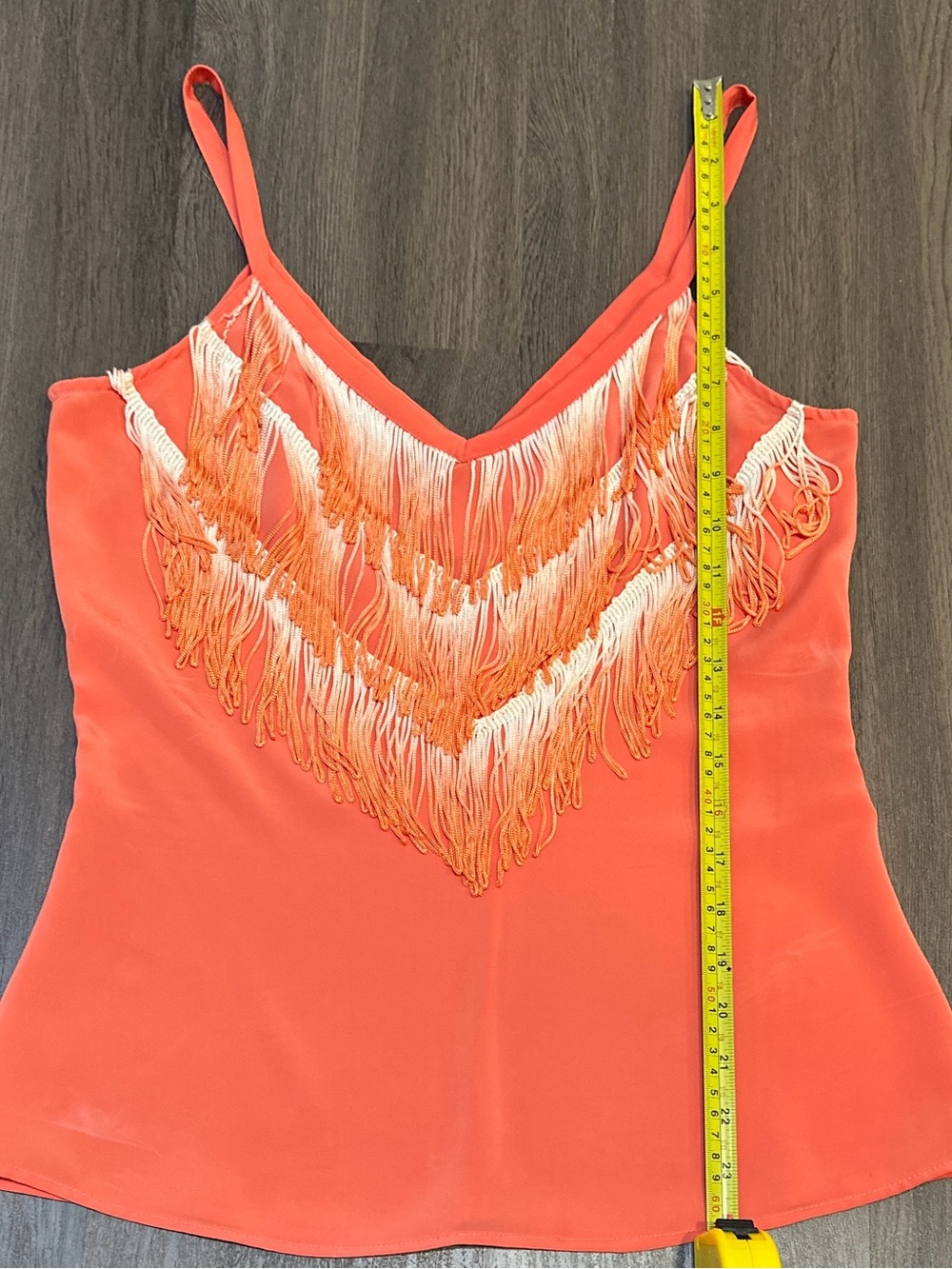 Coral Fringe Tassel Tank Top Boho Festival Concert Sleeveless Blouse Small - Picture 7 of 11